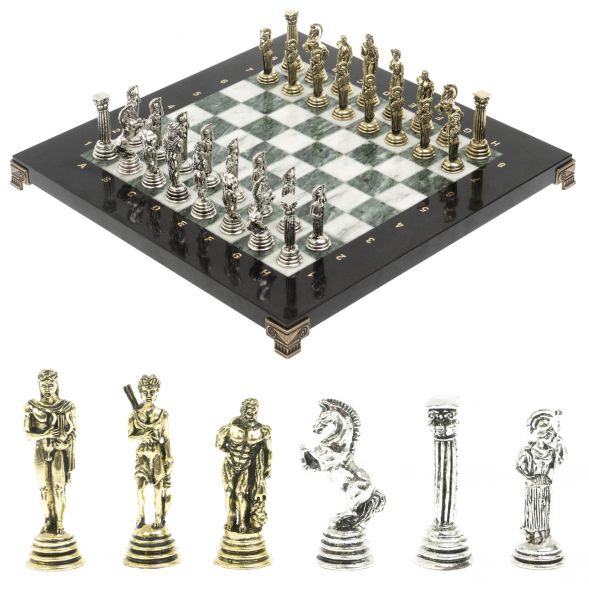 Шахматы подарочные &amp;quot;Афина&amp;quot; 32х32 см из змеевика и мрамора 128226