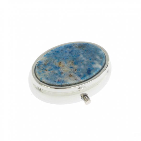 Таблетница овальная на 2 отделения камень иркутский лазурит  5,5х4,5х2 см 129901