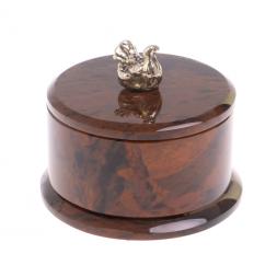 Шкатулка &amp;quot;Певчая птица&amp;quot; коричневый обсидиан 7,5х7,5х7,5 см