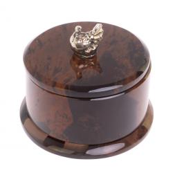 Шкатулка &amp;quot;Певчая птица&amp;quot; коричневый обсидиан 7,5х7,5х7,5 см