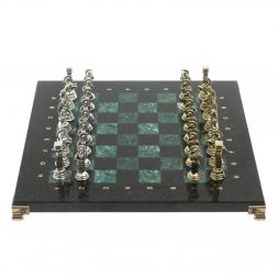 Шахматы &amp;quot;Афина&amp;quot; доска 32х32 см из змеевика