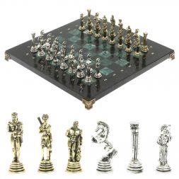 Шахматы &amp;quot;Афина&amp;quot; доска 32х32 см из змеевика