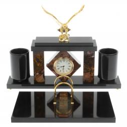 Письменный набор с часами &amp;quot;Орел&amp;quot; из яшмы