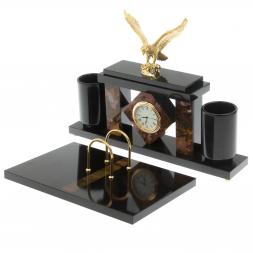 Письменный набор с часами &amp;quot;Орел&amp;quot; из яшмы