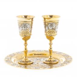 Набор фужеров на подносе "Лилии" 70 мл Златоуст