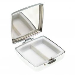 Таблетница на 2 отсека камень жадеит цвет серебро