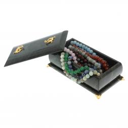 Шкатулка &amp;quot;Дуэт&amp;quot; из камня змеевик 19x10x7 см