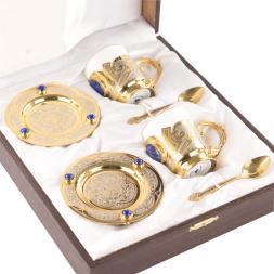 Кофейный набор &amp;quot;Лазуритовый&amp;quot; на 2 персоны 170 мл фарфор Златоуст