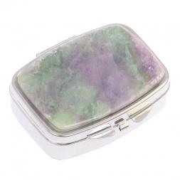 Таблетница на 2 отделения зеленый флюорит цвет серебро