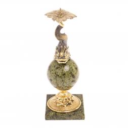 Подсвечник &amp;quot;Рыбка на шаре&amp;quot; змеевик бронза