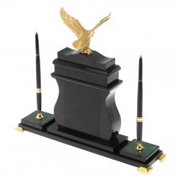 Настольные часы с ручками &amp;quot;Орел&amp;quot; из малахита