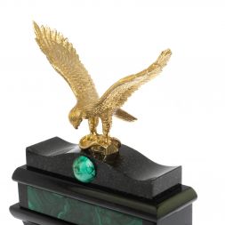 Настольные часы с ручками &amp;quot;Орел&amp;quot; из малахита