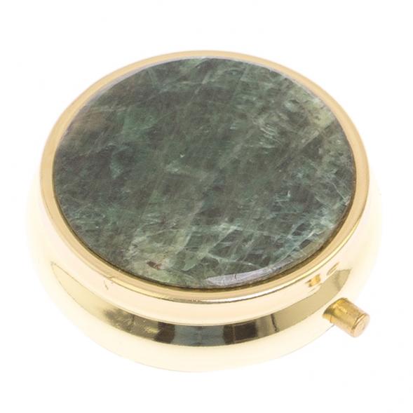 Таблетница на 3 отсека камень зеленый апатит цвет золото 125535