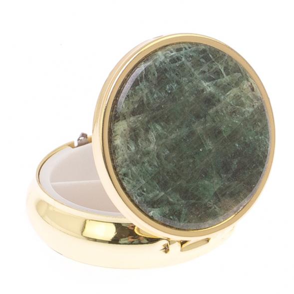 Таблетница на 3 отсека камень зеленый апатит цвет золото 125535