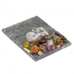 Магнит "Лисенок спит" змеевик мрамолит