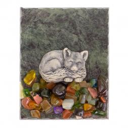 Магнит "Лисенок спит" змеевик мрамолит