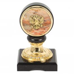 Настольная принадлежность подставка &amp;quot;Герб России&amp;quot; камень яшма долерит