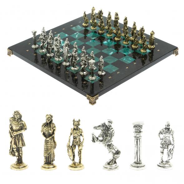 Шахматы подарочные &amp;quot;Галлы и Римляне&amp;quot; 36х36 см из змеевика 128229
