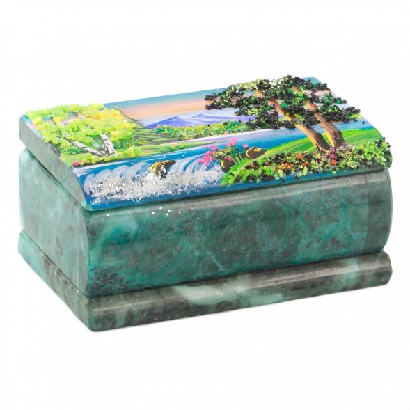 Шкатулка с расписной крышкой Лето 10,5х6,5х5 см 120096