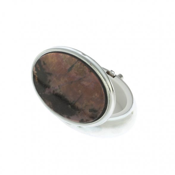 Таблетница овальная на 2 отделения камень родонит 5,5х4,5х2 см 128984