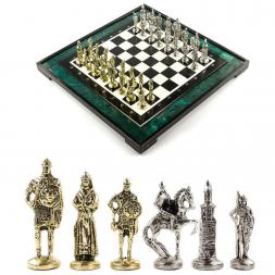 Эксклюзивные шахматы "Русь" доска 47х47 см змеевик