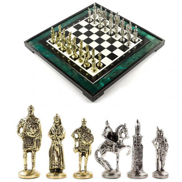 Эксклюзивные шахматы &amp;quot;Русь&amp;quot; доска 47х47 см змеевик 121025