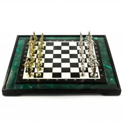 Эксклюзивные шахматы "Русь" доска 47х47 см змеевик