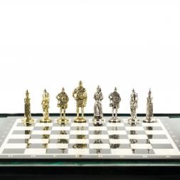 Эксклюзивные шахматы "Русь" доска 47х47 см змеевик