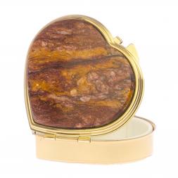 Таблетница "Сердце" на 3 отделения камень авантюрин цвет золото