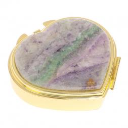 Таблетница "Сердце" на 3 отделения зеленый флюорит цвет золото