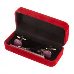 Набор запонки круглые зажим для галстука камень турмалин