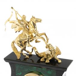 Настольные часы с ручками &amp;quot;Георгий Победоносец&amp;quot; из малахита