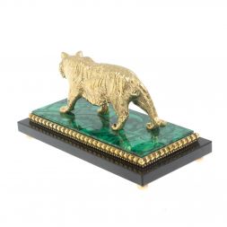 Бронзовая статуэтка &amp;quot;Амурский тигр&amp;quot; на малахите 16х8х8 см