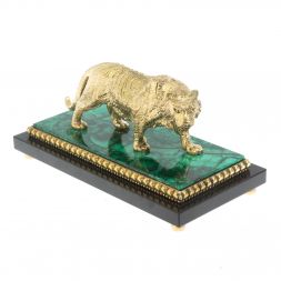 Бронзовая статуэтка &amp;quot;Амурский тигр&amp;quot; на малахите 16х8х8 см