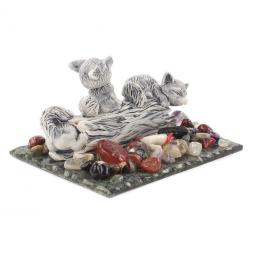 Сувенир &amp;quot;Лисята на бревне&amp;quot; из мрамолита