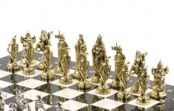 Настольные шахматы "Рыцари крестоносцы" доска 44х44 см из мрамора