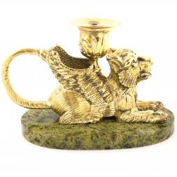 Настольный подсвечник &amp;quot;Грифон&amp;quot; из бронзы и камня