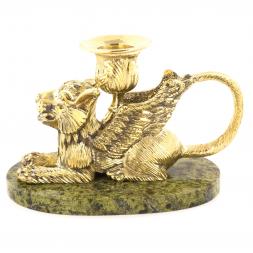 Настольный подсвечник &amp;quot;Грифон&amp;quot; из бронзы и камня