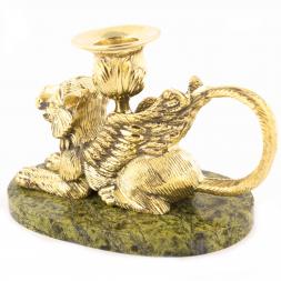 Настольный подсвечник &amp;quot;Грифон&amp;quot; из бронзы и камня