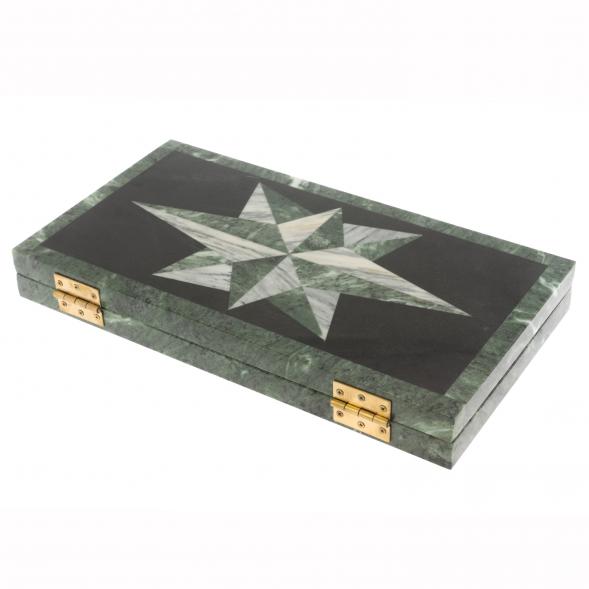 Нарды из камня &amp;quot;Роза ветров&amp;quot; из мрамора и шабровского змеевика 129903