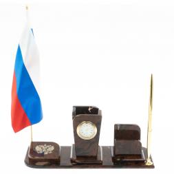 Письменный набор "Символ России" камень обсидиан