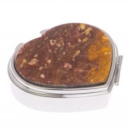 Таблетница "Сердце" на 3 отделения камень авантюрин цвет серебро