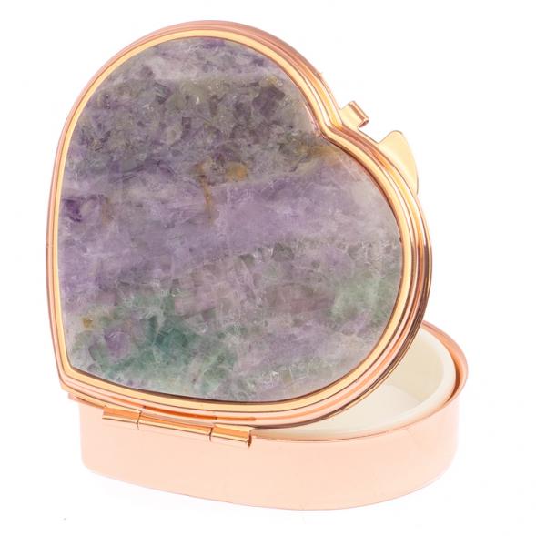 Таблетница &amp;quot;Сердце&amp;quot; на 3 отделения зеленый флюорит красное золото 125765