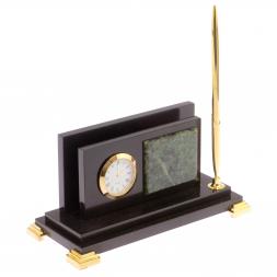 Визитница с часами &amp;quot;Стандарт&amp;quot; долерит нефрит