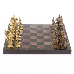 Шахматы настольные "Богатыри" змеевик креноид доска 40х40 см