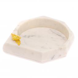 Пепельница из белого мрамора с накладкой