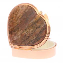 Таблетница "Сердце" на 3 отделения камень авантюрин цвет красное золото