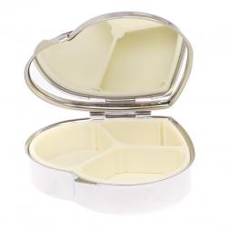 Таблетница "Сердце" на 3 отделения зеленый флюорит цвет серебро