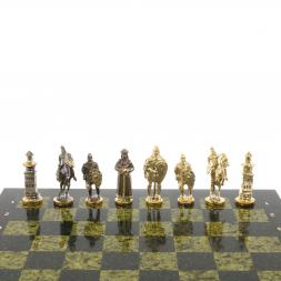Шахматы сувенирные "Богатыри" змеевик доска 44х44 см