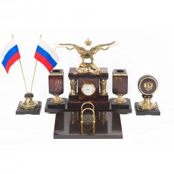 Письменный прибор из камня яшма с бронзой &amp;quot;Двуглавый орел&amp;quot;
